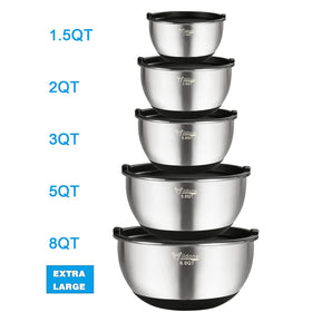 Wildone 5qt bowl with airtight lid for marinating and fridge storage.