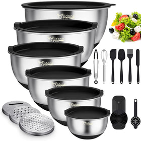 Wildone mixing bowls with airtight lids for freshness and easy storage.