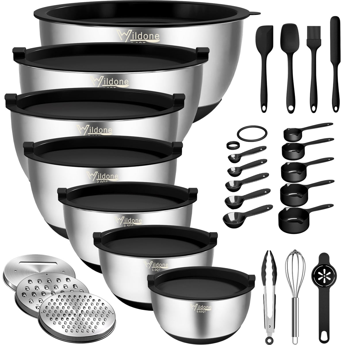 Wildone mixing bowls collection in stainless steel for versatile kitchen prep