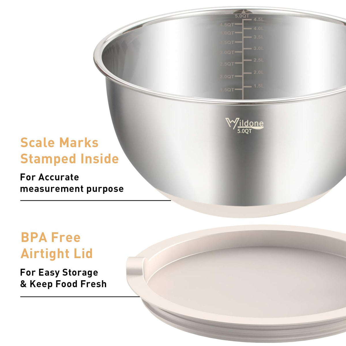 Wildone bowls show inside measurement marks for quick portion checks.