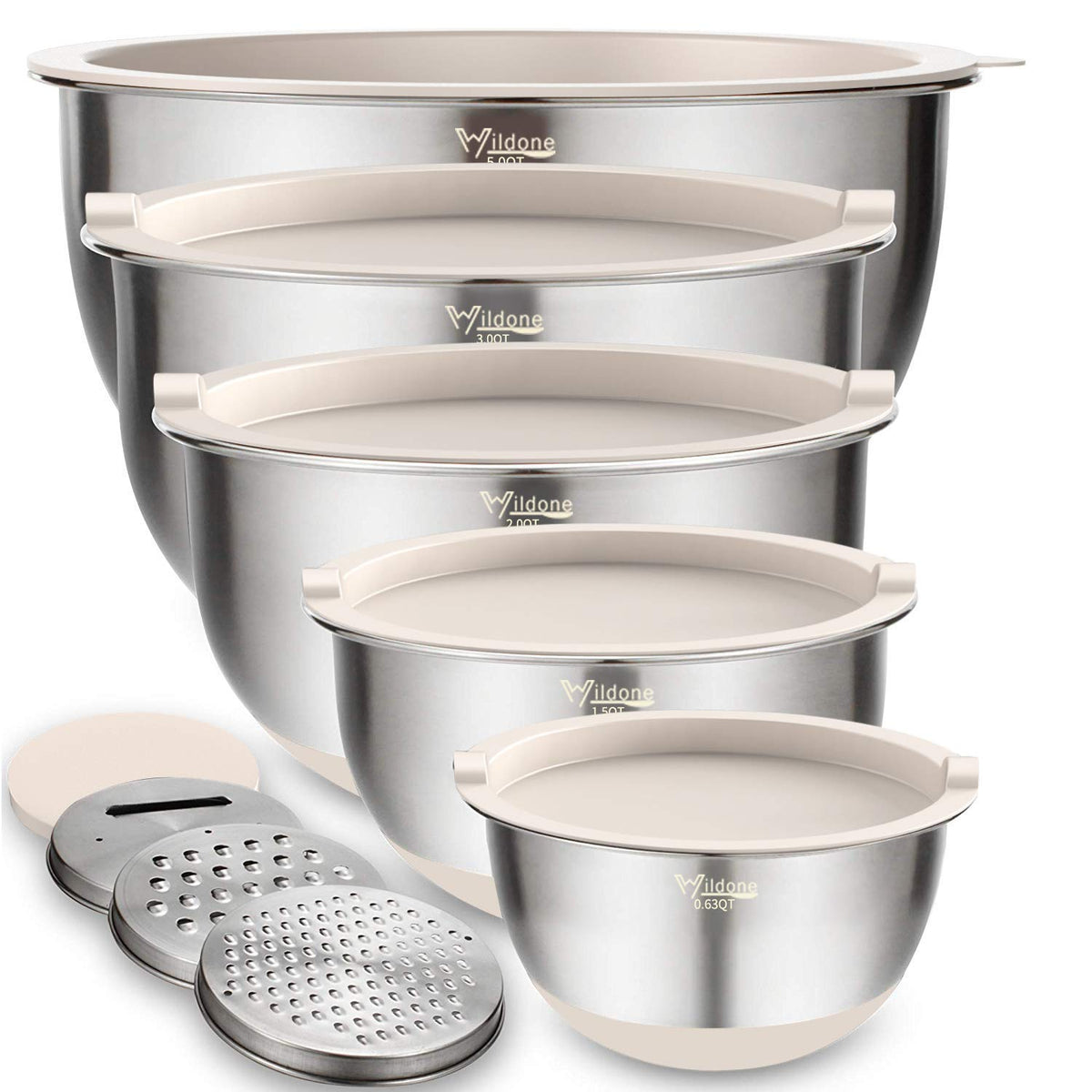 Wildone mixing bowls with airtight lids keep ingredients fresh during prep.
