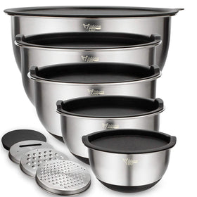 Wildone mixing bowls with airtight lids for secure storage and prep.