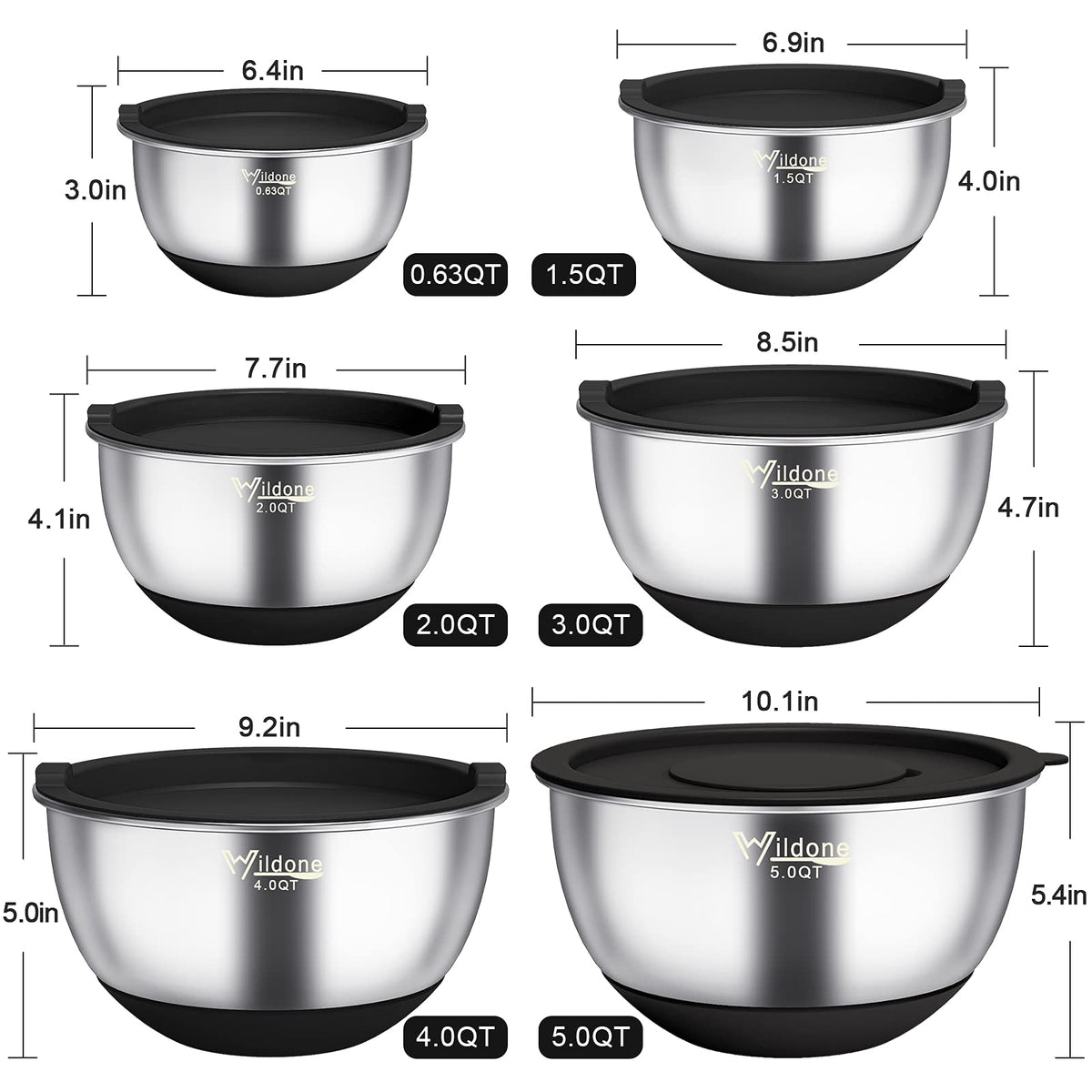 Wildone nesting bowls save space with a stackable design.