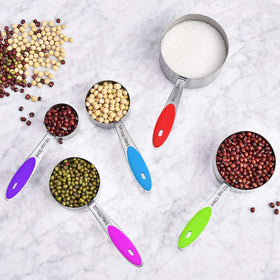 Wildone spoons feature non-slip silicone handles and a ring for neat drawer storage.