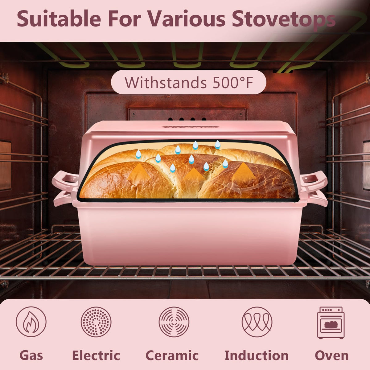 Wildone bread pan is oven-safe up to 500°F for flexible cooking