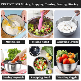 Wildone bowls with non-slip silicone bottoms stay steady while mixing.