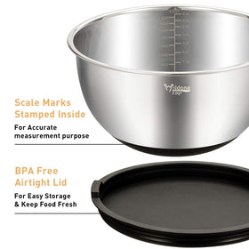 Wildone stainless steel nesting bowls save cabinet space and stack neatly.
