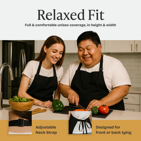 Will Well chef apron teflon-coated polyester feels durable yet light for easy wear.