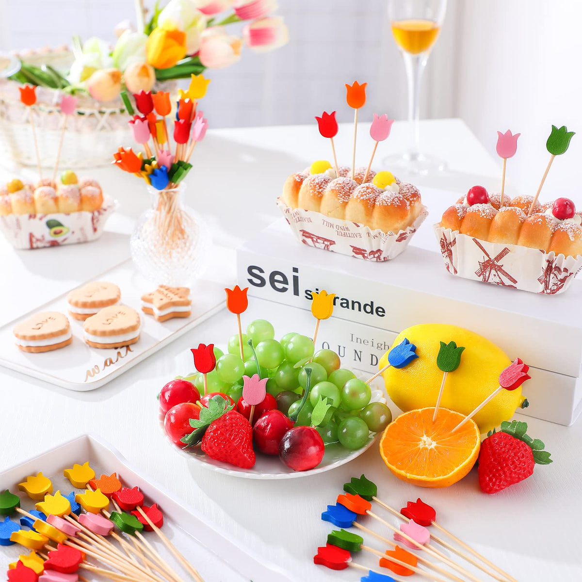 WILLBOND tulip picks keep hands clean when skewering fruit, cake, or desserts