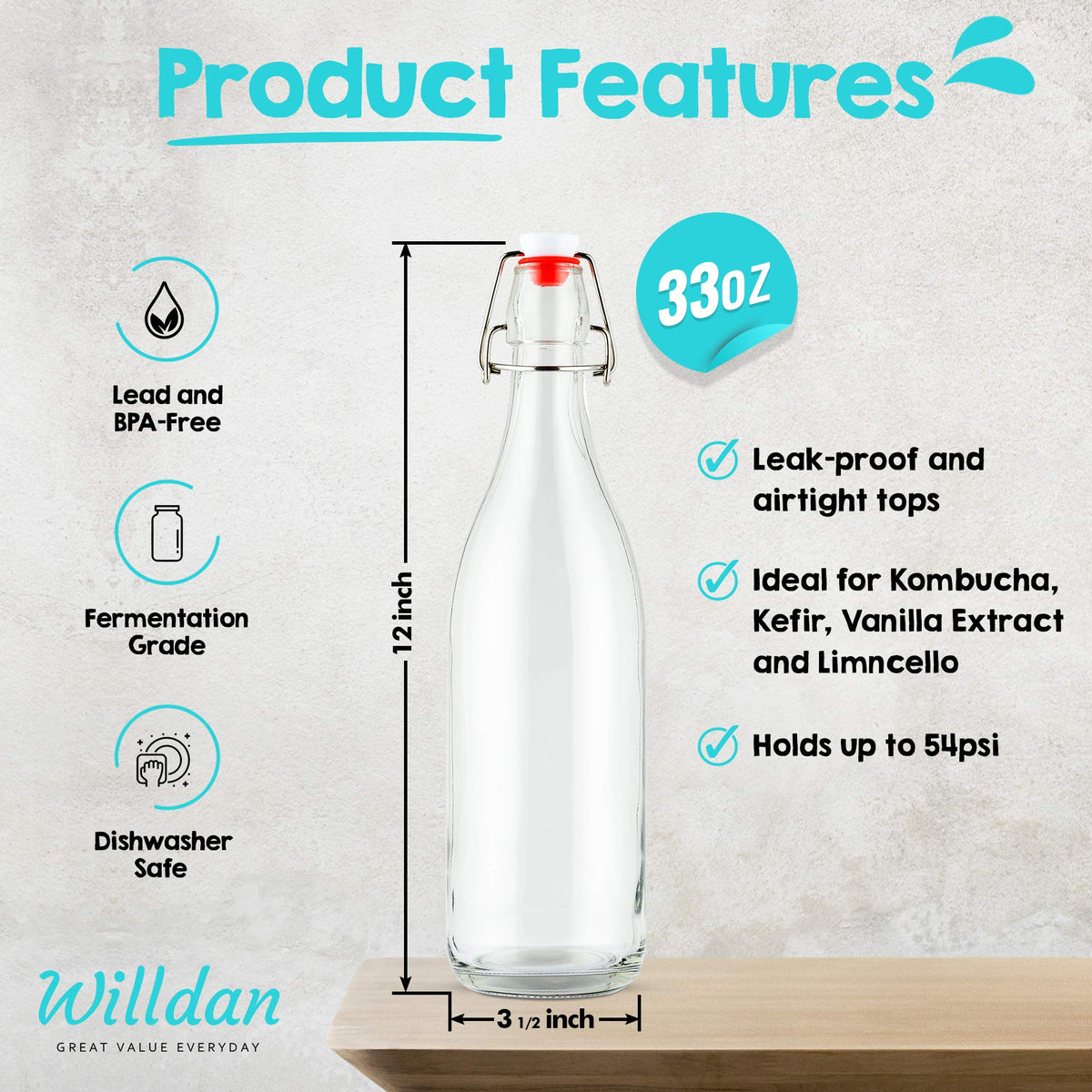 Willdan thick, durable glass resists shocks and temperature changes.