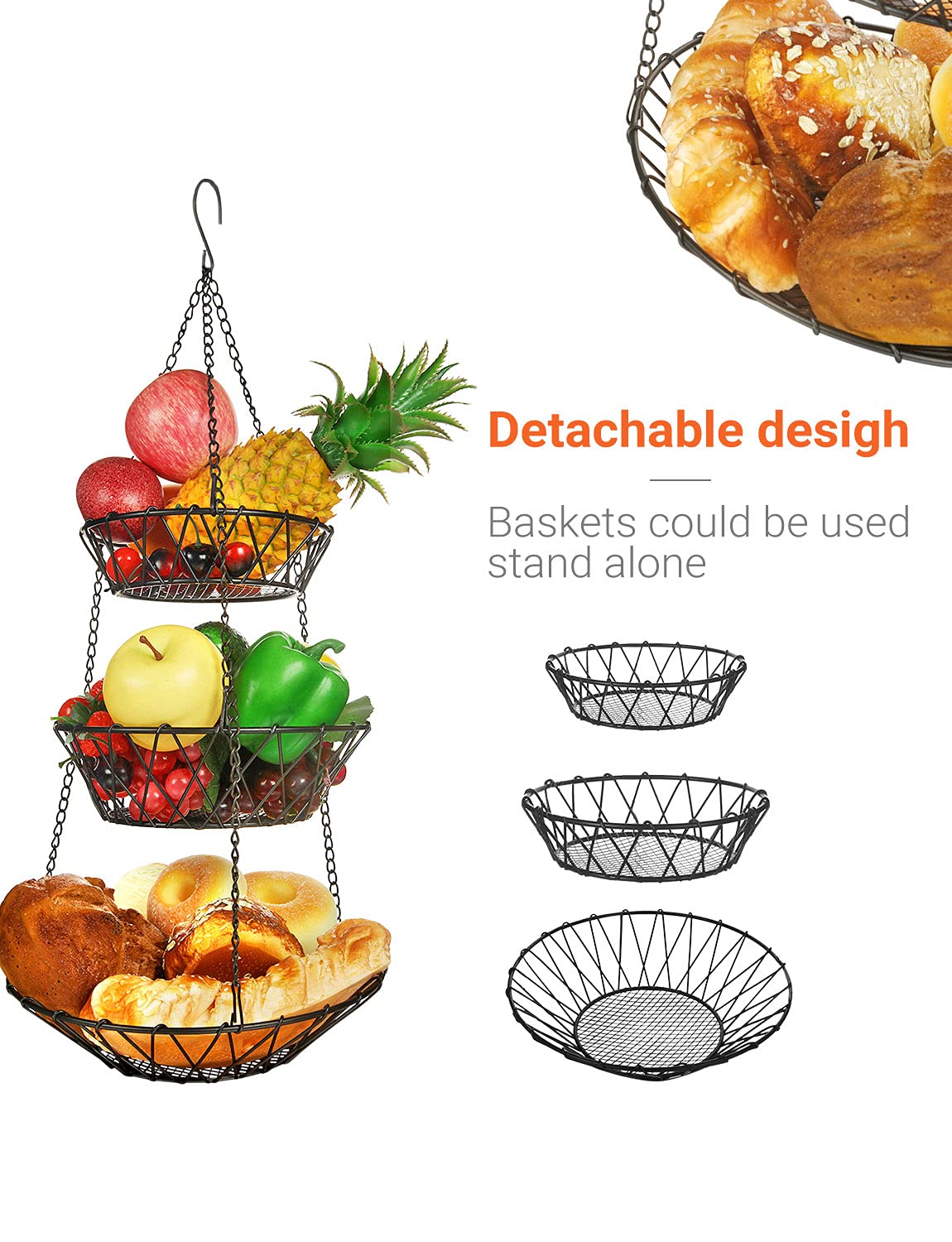 Willizter storage for fruit, utensils, towels, and plants.