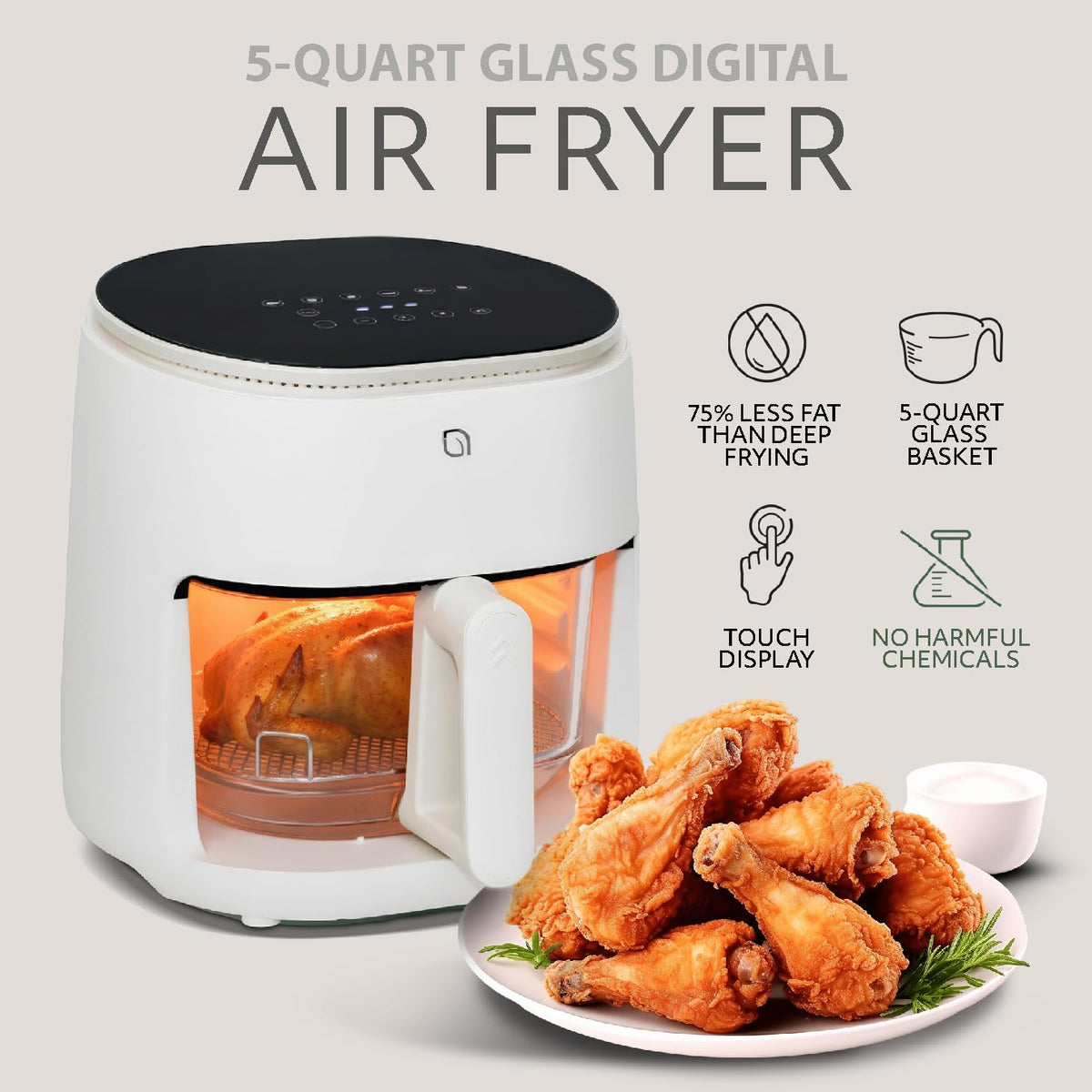 Willow 5-quart compact size fits small kitchens while delivering versatile air frying.
