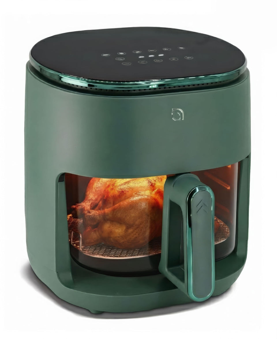 Willow Glass Air Fryer basket view shows a see-through design for precise monitoring.
