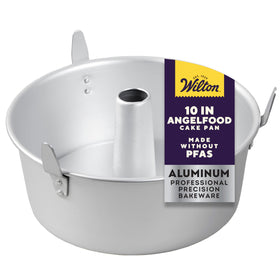 Wilton angel food tube pan top view showing even heating design for airy cakes