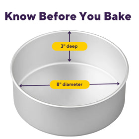 Wilton cake pan interior surface ensures even heat distribution for tall layer cakes.
