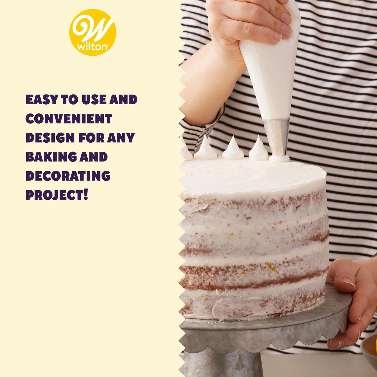 Wilton compatible with piping tips for secure, consistent cake designs