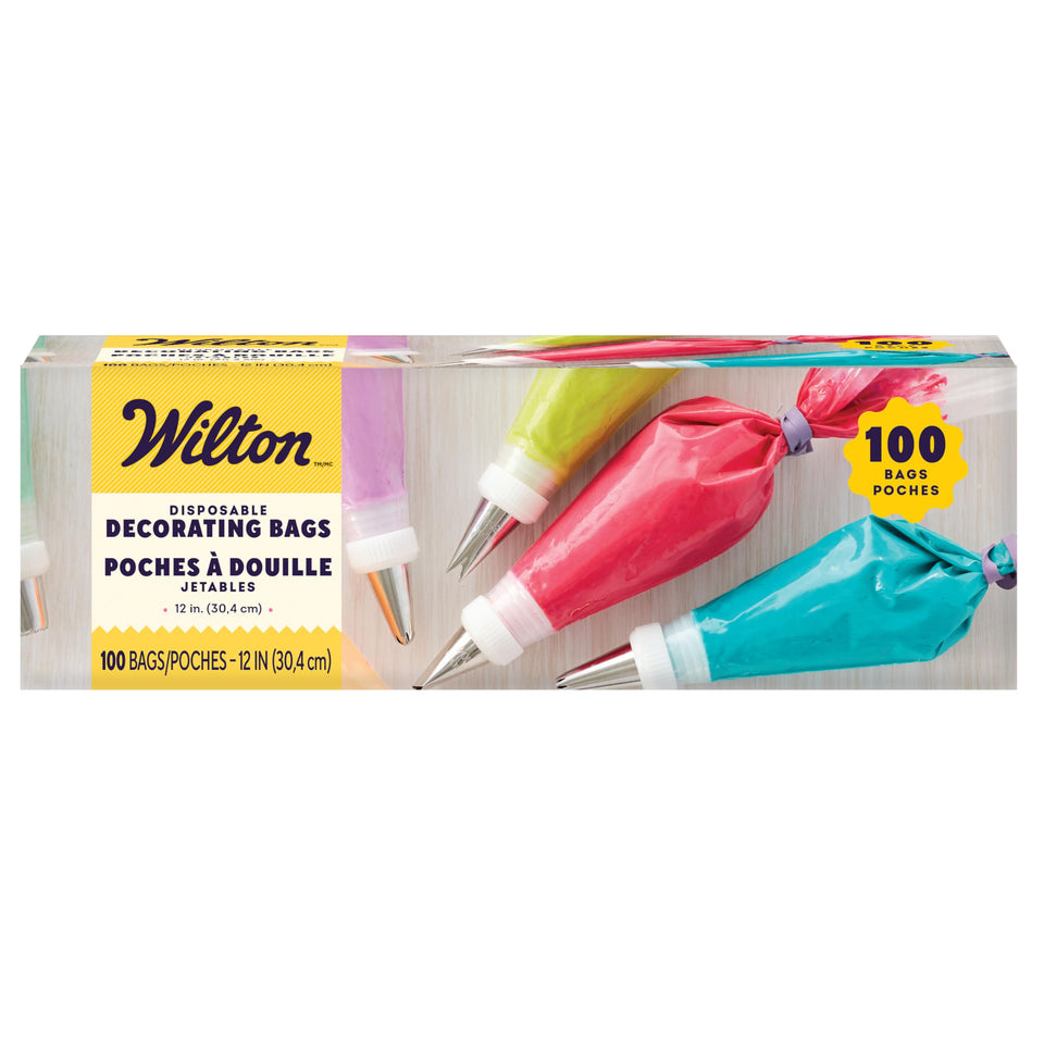 Wilton disposable piping bags 12-inch provide precise frosting control for cakes