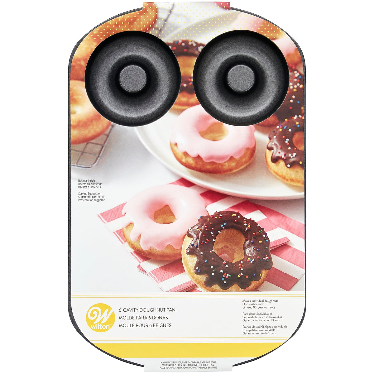 Wilton doughnut pan is dishwasher safe for simple cleanup.