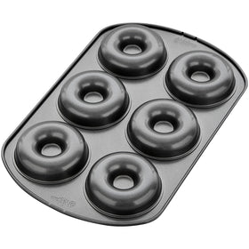 Wilton doughnut pan with nonstick coating for easy release.