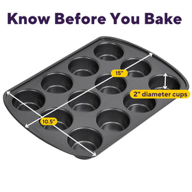 Close-up showing Wilton Gold muffin pan with even heat distribution