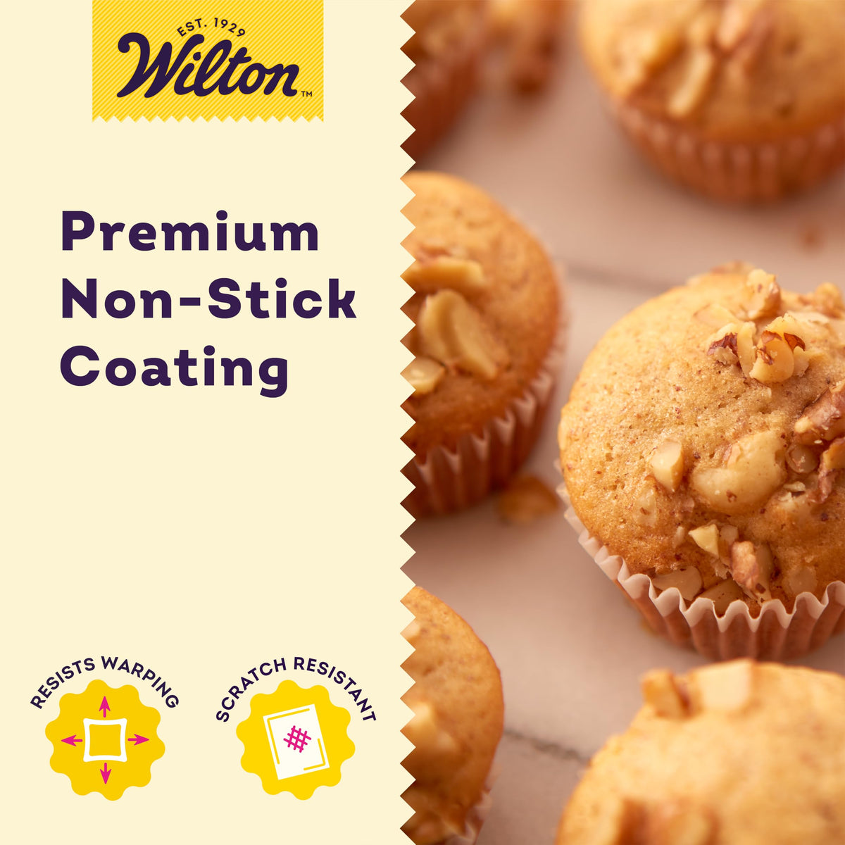 Wilton Gold mini muffin pan extended handles for secure grip