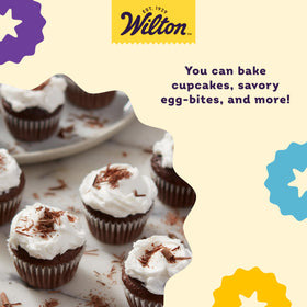 Wilton Gold mini muffin pan oven safe up to 450°F for versatile baking