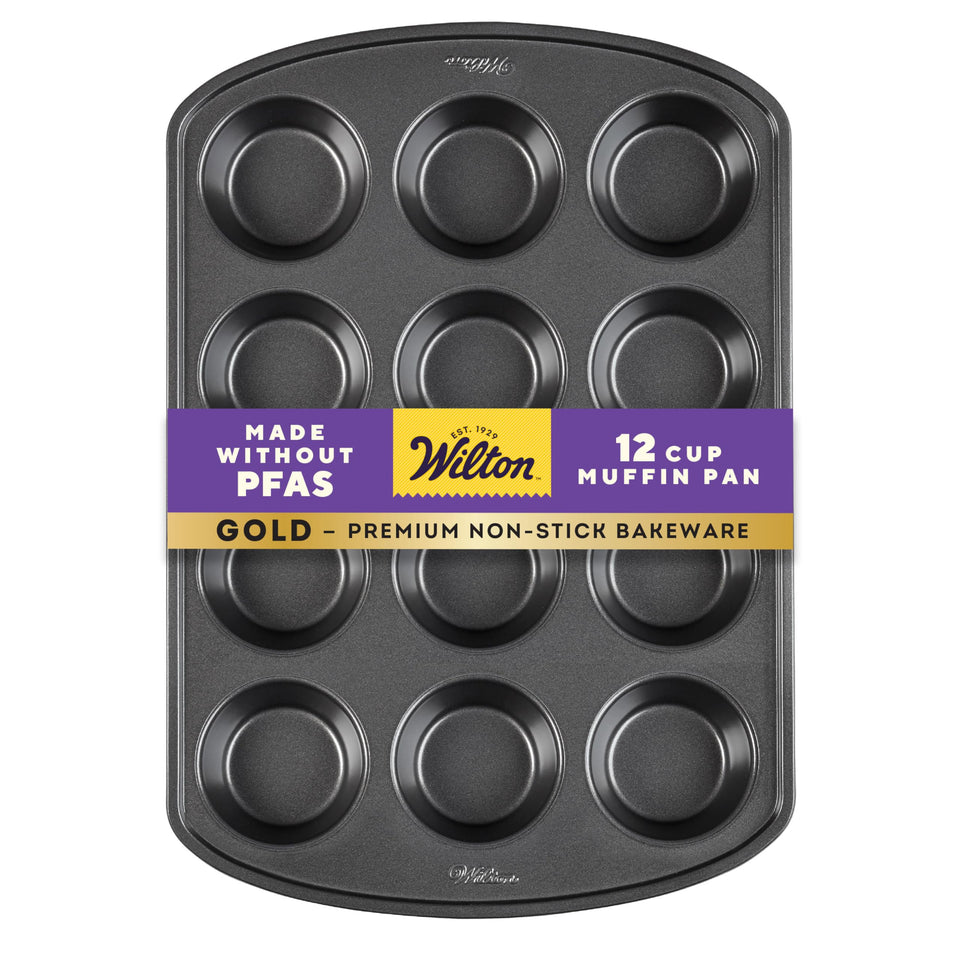 Wilton Gold non-stick muffin pan 12 cups for easy release and even baking