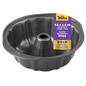 Wilton gold non-stick fluted tube pan for even baking and easy release