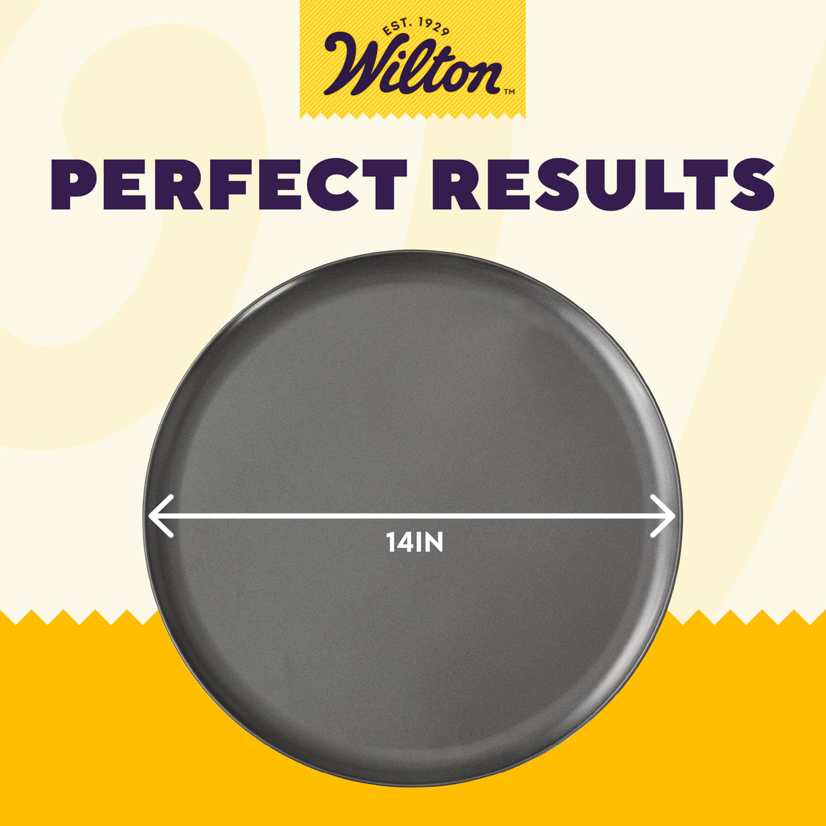 Close-up of durable steel construction on the Wilton pizza pan for warp resistance