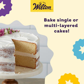 Two 9 x 2 inch round cake pans included for layer cakes