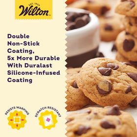 Wilton Platinum non-stick coating close-up highlights easy food release