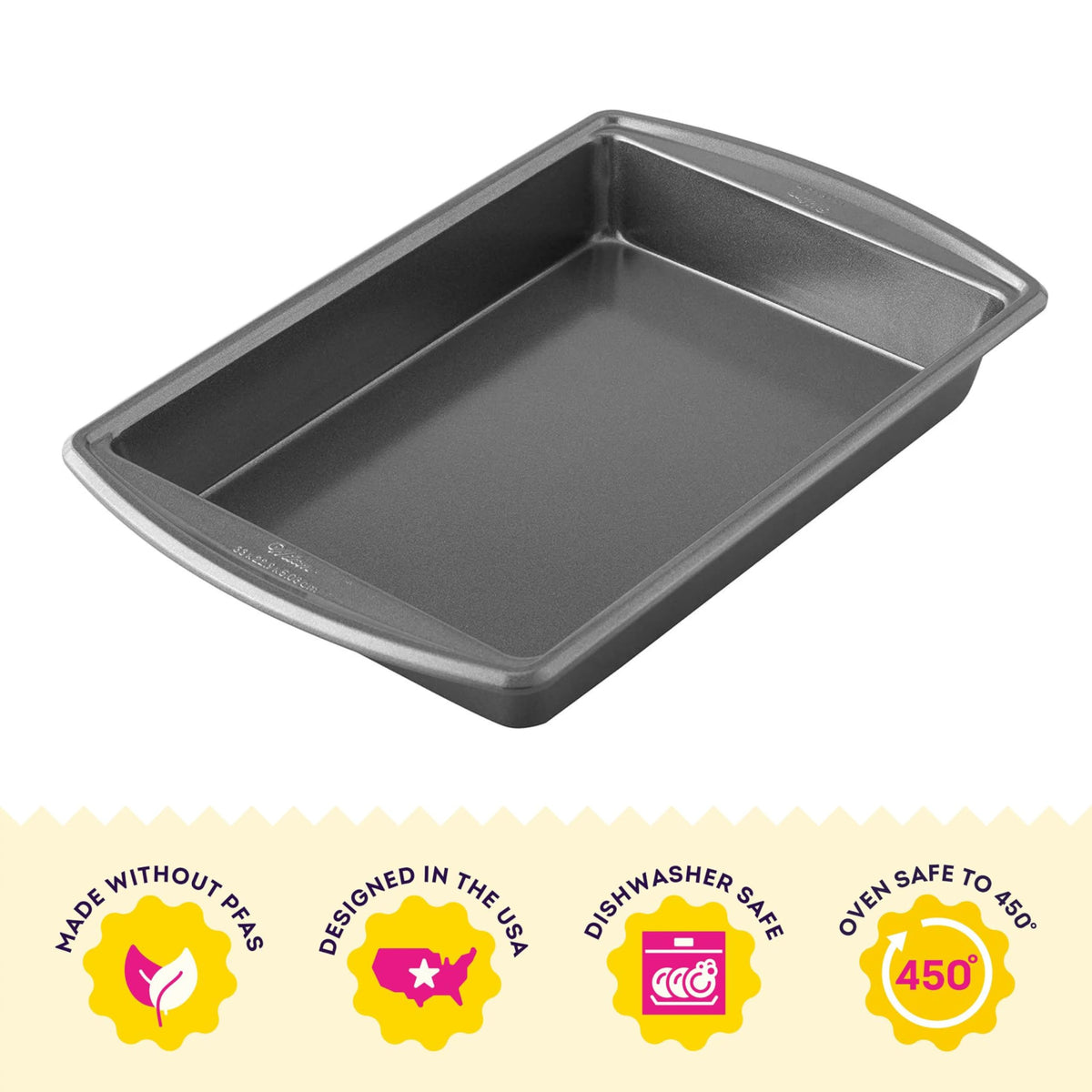 Wilton Platinum Non-Stick Oblong Pan extended handles for safe oven use