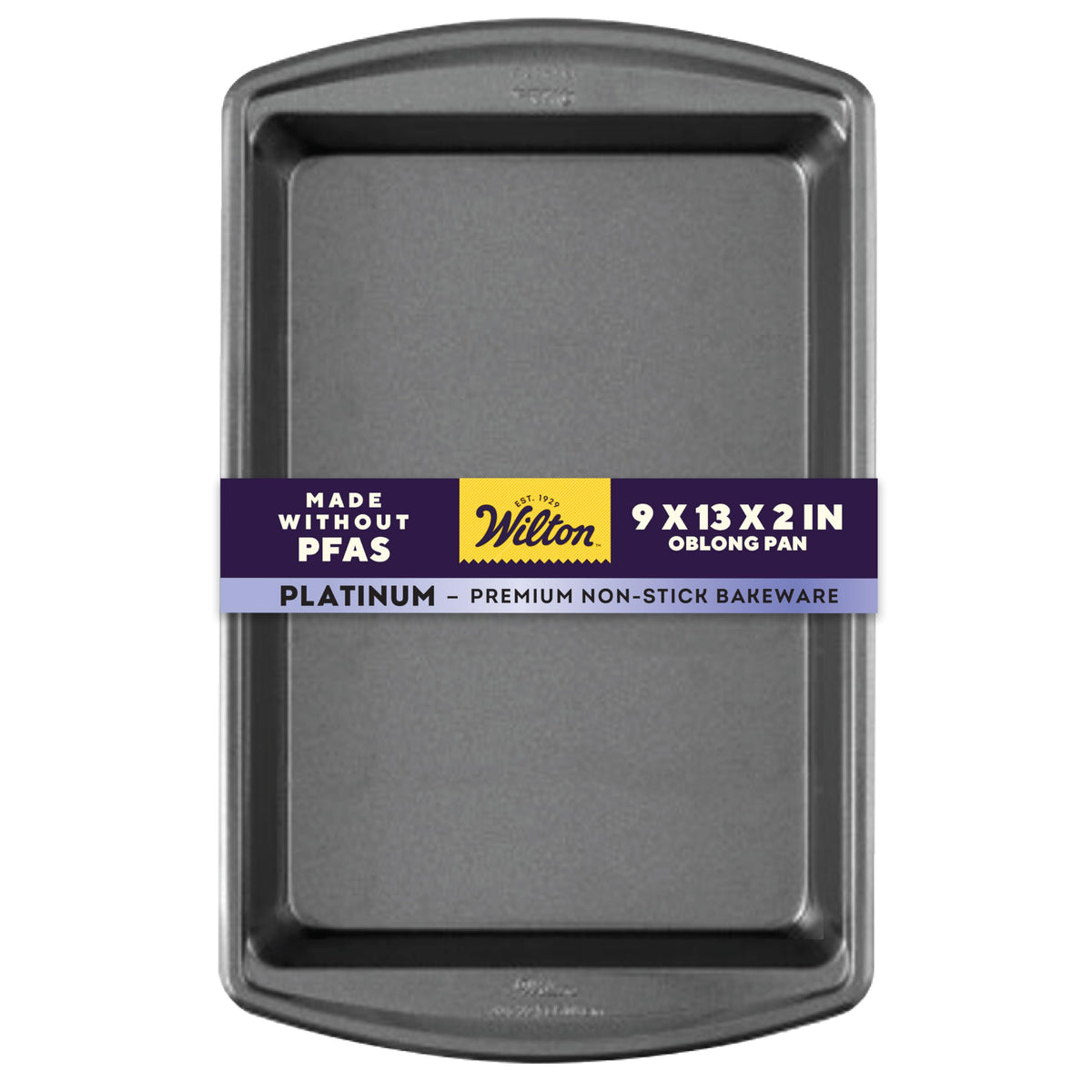 Wilton Platinum Non-Stick Oblong Pan front view for easy release and baking
