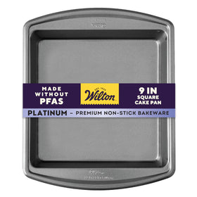 Wilton Platinum nonstick square pan ideal for brownies with easy release.