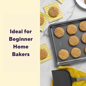 Wilton Silver 2-Piece Baking Sheet Set is dishwasher-safe for easy cleanup.