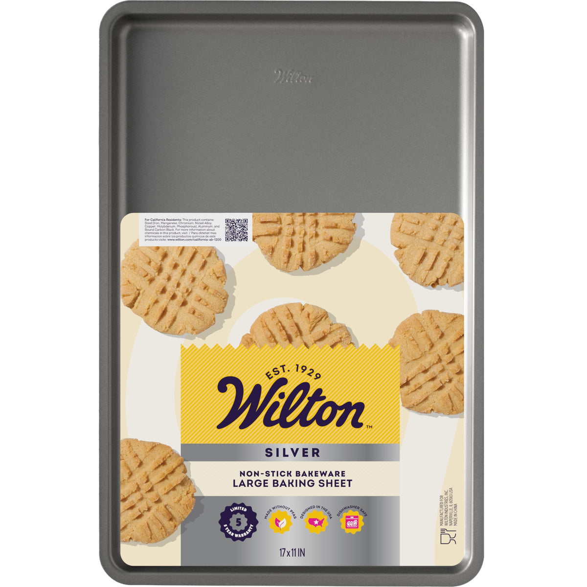 Wilton Silver Non Stick Large Baking Sheet designed in the USA for durable, reliable performance.