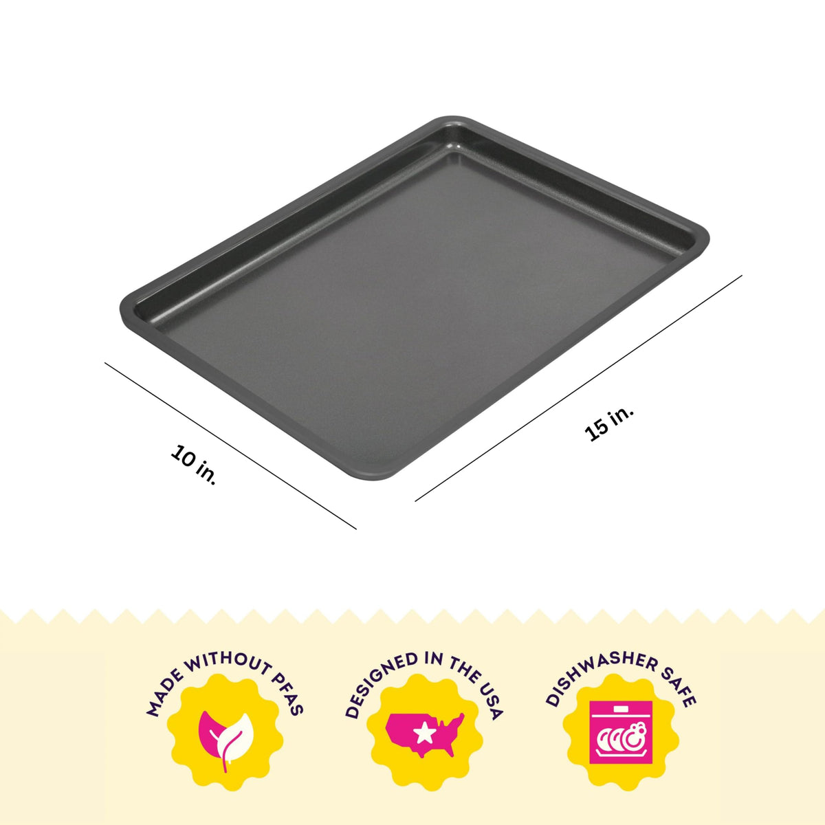 Wilton Silver non-stick sheet roasts vegetables evenly with easy cleanup.