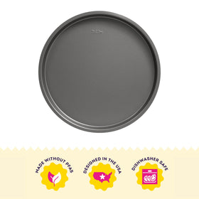 Wilton Silver non stick pizza pan side view highlighting ease of use