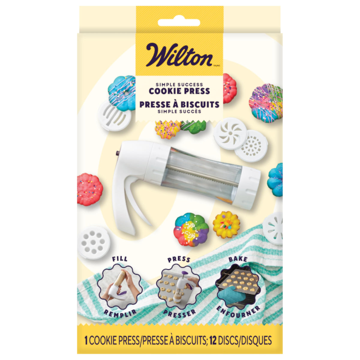 Ergonomic handle on Wilton press for comfortable baking sessions