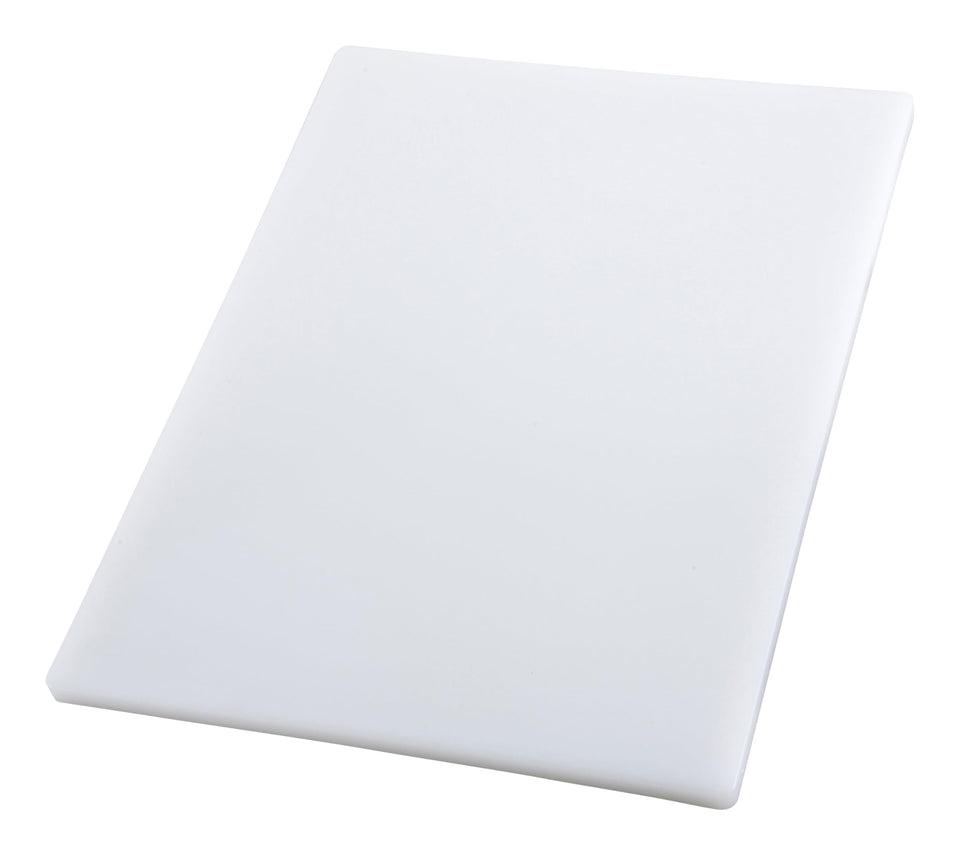 Winco CBH-1824 cutting board overview showcasing durable plastic surface
