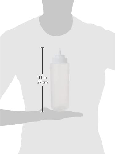 Winco Chocolatier clear bottle shows contents for quick refills.