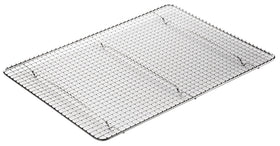 Winco wire rack in a busy kitchen supporting cooling and icing prep.