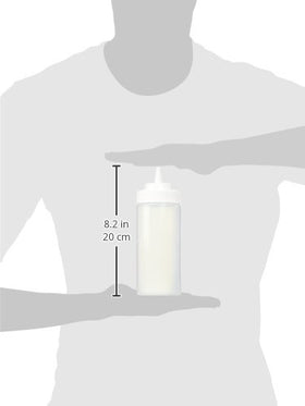 Winco clear squeeze bottles 6-pack for easy visibility and refills in busy kitchens
