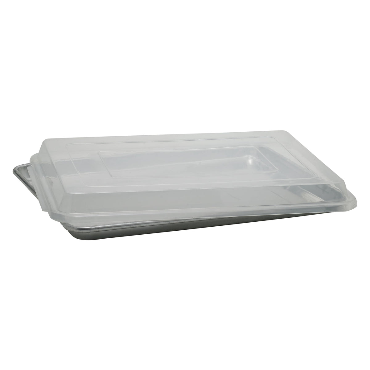 Winco Covers demonstrate half-size compatibility on a sheet pan.