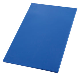 Winco cutting board blue 12x18 top view, non-porous surface resists stains and juice absorption.