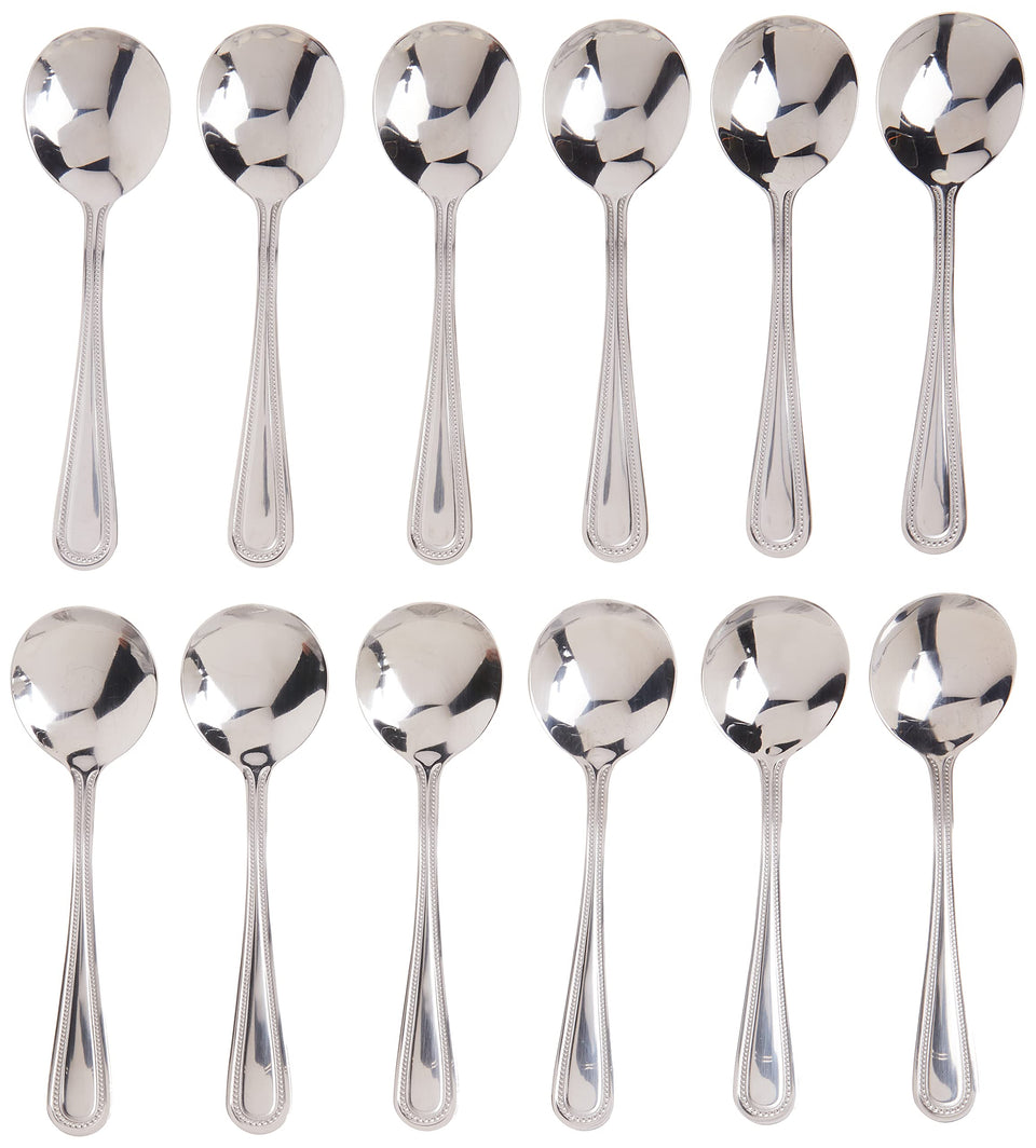 Winco Dots bouillon spoon, 6.5 inches, contours soup bowls for elegant serving