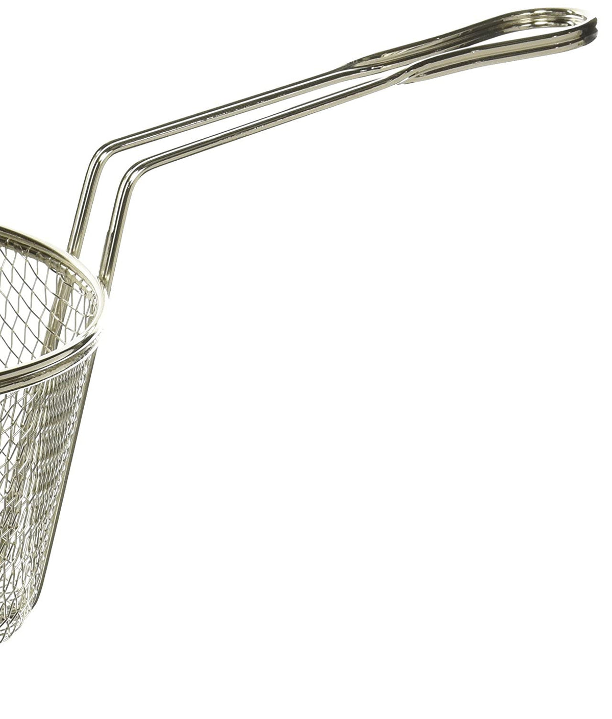 Winco fry basket with welded handle and fine mesh for secure frying