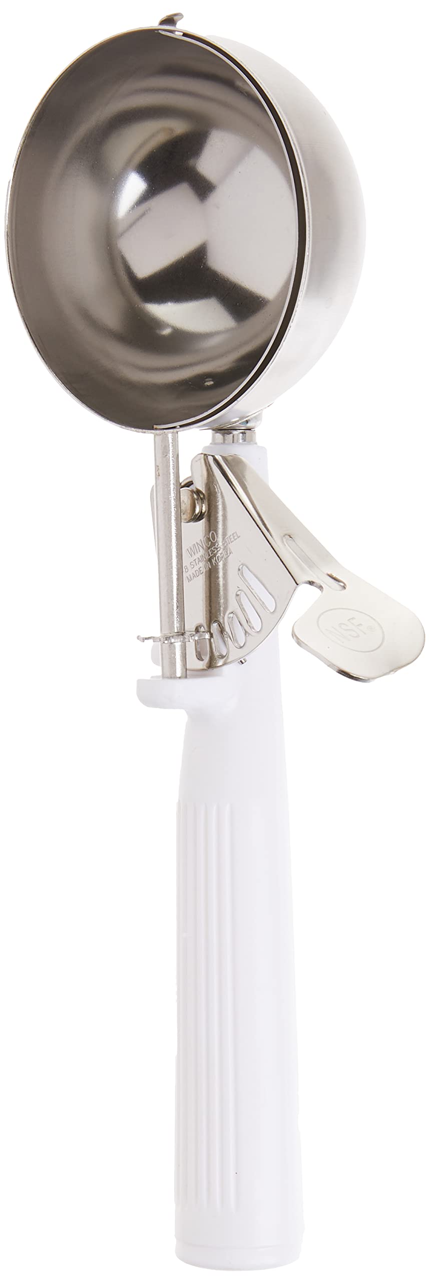 Winco ICOP-6 disher with round bowl enables precise 5.5 oz portions.