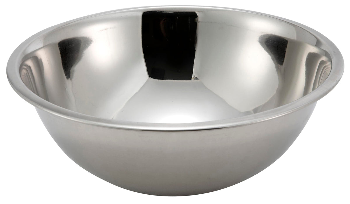 Winco MXB-500Q 5-quart heavy-duty mixing bowl with wide rim for mess-free mixing and easy cleanup.