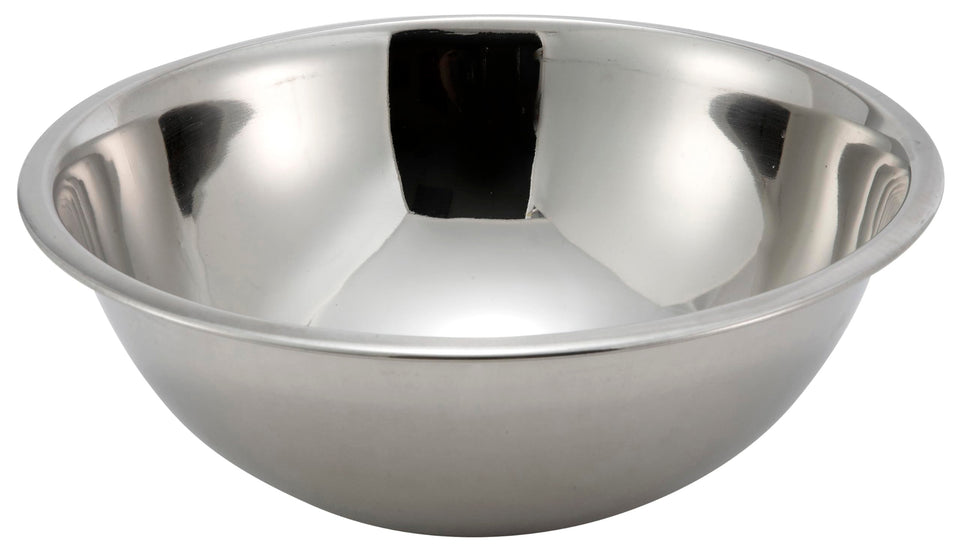 Winco MXB-500Q 5-quart heavy-duty mixing bowl with wide rim for mess-free mixing and easy cleanup.